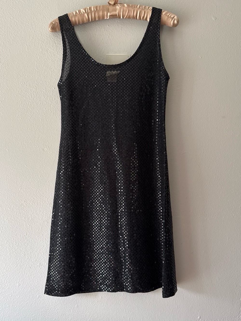 Vintage 90s black sequin scoopneck dress